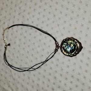 NWOT Robert Lee Morris SOHO  Abalone pendant on triple leather wire 16"